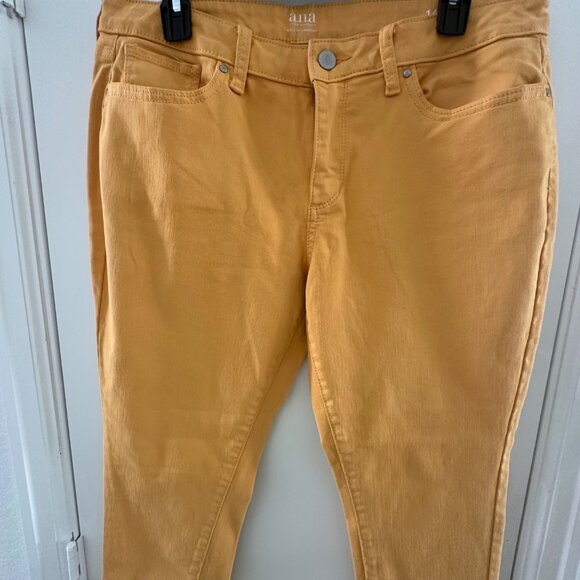 A.n.a Womens Skinny Ankle Pants Size 14 Yellow Cotton Blend - Picture 7 of 7
